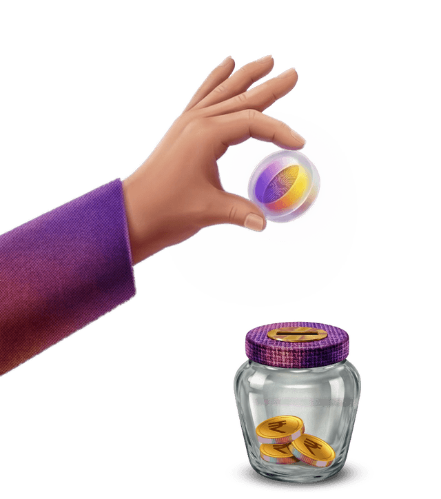 Hand dropping a coin into a savings jar